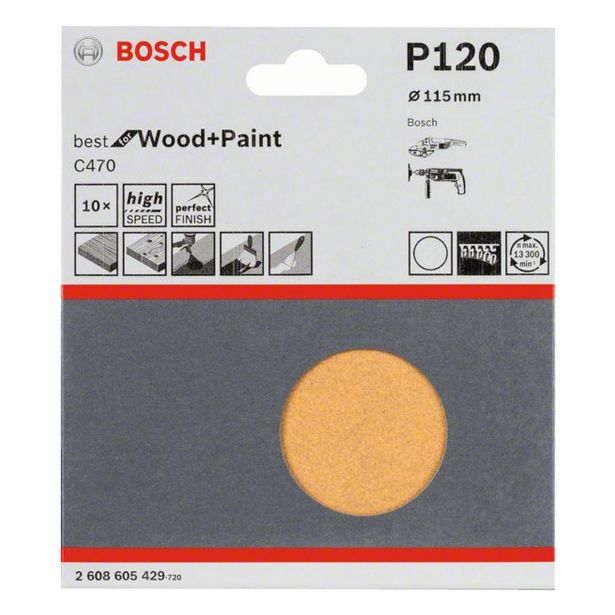 10-DELNI SET SAMOPRITRDILNIH BRUSNIH DISKOV BOSCH 115 MM BREZ LUKENJ K120 RUMENI ZA LES