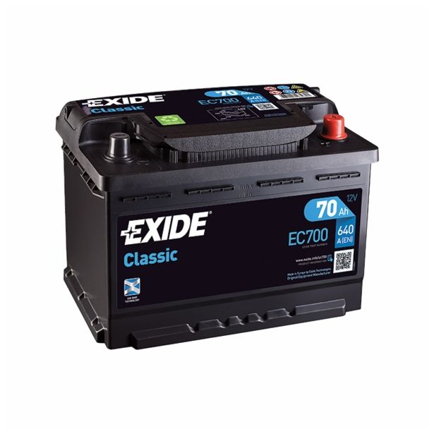 AKUMULATOR EXIDE CLASSIC EC700 AH70 D+ 640A 278X175X190