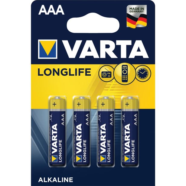 ALKALNI BATERIJSKI VLOŽEK VARTA LR03 AAA BL/4 LONGLIFE
