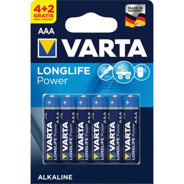 ALKALNI BATERIJSKI VLOŽEK VARTA LR03 AAA LONGLIFE POWER 4+2 GRATIS