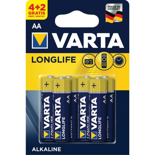 ALKALNI BATERIJSKI VLOŽEK VARTA LR06 AA 4+2 LONGLIFE