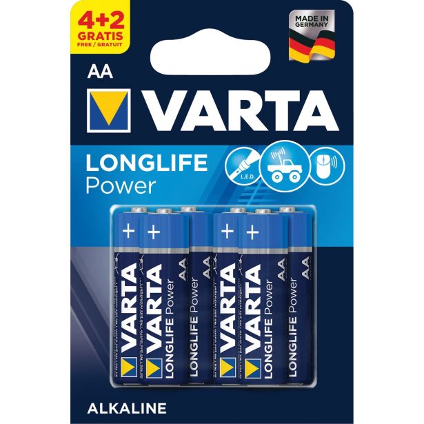 ALKALNI BATERIJSKI VLOŽEK VARTA LR06 AA LONGLIFE POWER 4+2 GRATIS