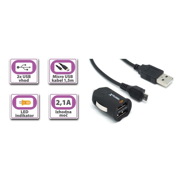 DODATEK ZA TABLIČNI RAČ. XPLORE XP240 USB AVTO POLNILEC