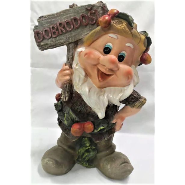 FIGURA, OKRASNA PALČEK S TABLO DOBRODOŠLI VIŠ. 33 CM