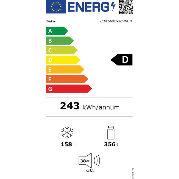 HLADILNIK IN ZAMRZOVALNIK BEKO RCNE560E60ZGWHN