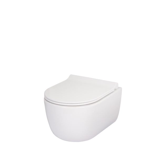 KERAMIČNA WC ŠKOLJKA GEPARD SANITARY TULIP 36X49 VISEČA RIMLESS Z WC DESKO SLIM