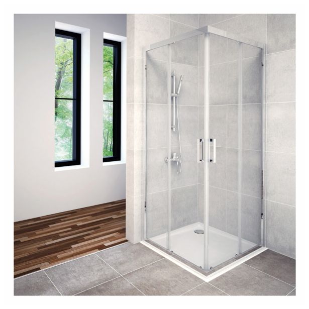 KOTNA KABINA ZA PRHANJE AQUAESTIL SAVANA 90 H=200 SILVER PR. PROZORNO ST.