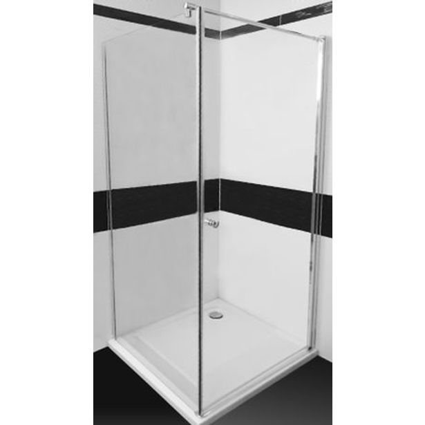 KOTNA KABINA ZA PRHANJE FEROTEHNA NORENA 90X90X195 CM KROM ALU PR., PROZ. STEK.