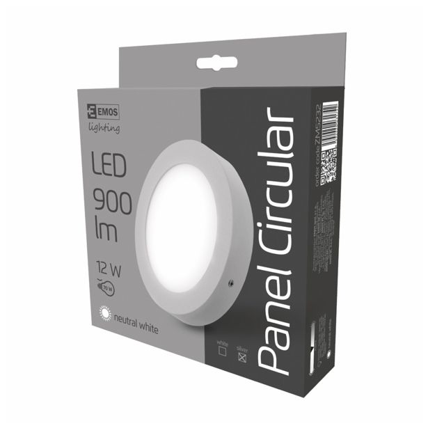LED PANEL EMOS 12W NW SREBRNI, OKROGLI