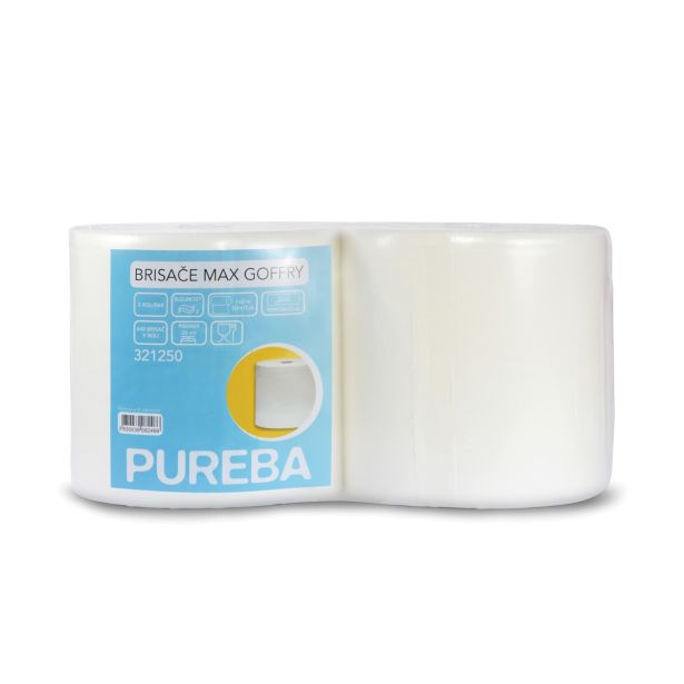PAPIRNATE BRISAČE MAX GOFFRY, BELE, 2-SLOJNE, PUREBA, 2 ROL/PAK