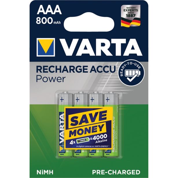 POLNILNI BATER.VLOŽEK VARTA ACCU AAA 800 MAH R2U BL/4