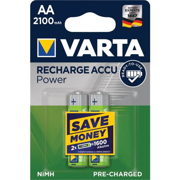 POLNILNI BATER.VLOŽEK VARTA NIMH READY TO USE AA-R6 2100MAH BL/2
