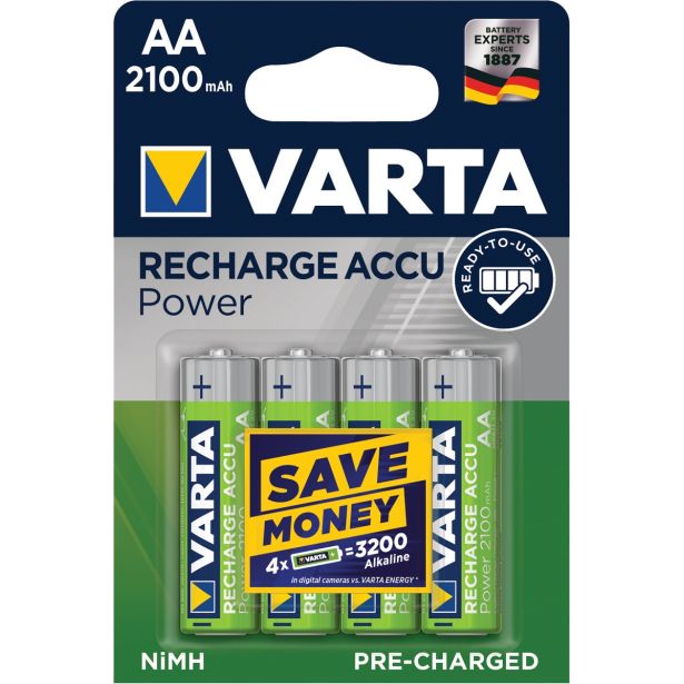 POLNILNI BATER.VLOŽEK VARTA NIMH READY TO USE AA-R6 2100MAH BL/4