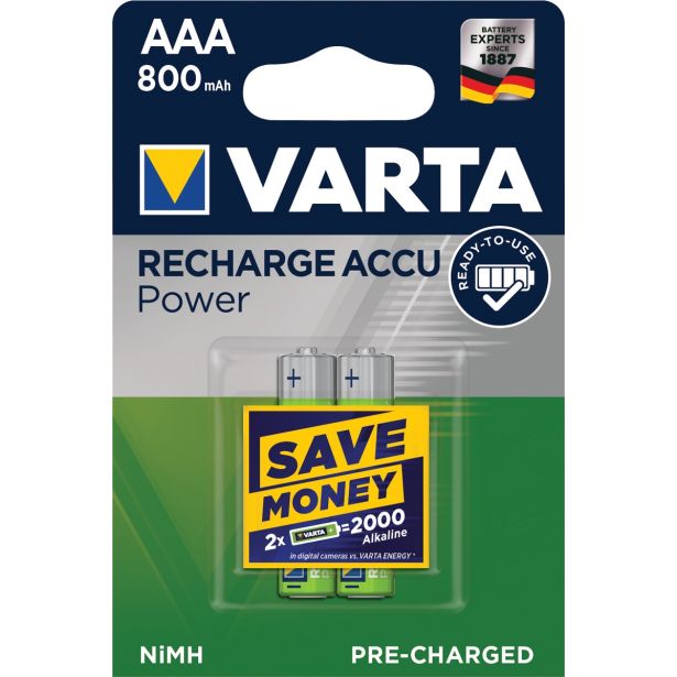 POLNILNI BATER.VLOŽEK VARTA NIMH READY TO USE AAA R03 800MAH BL/2
