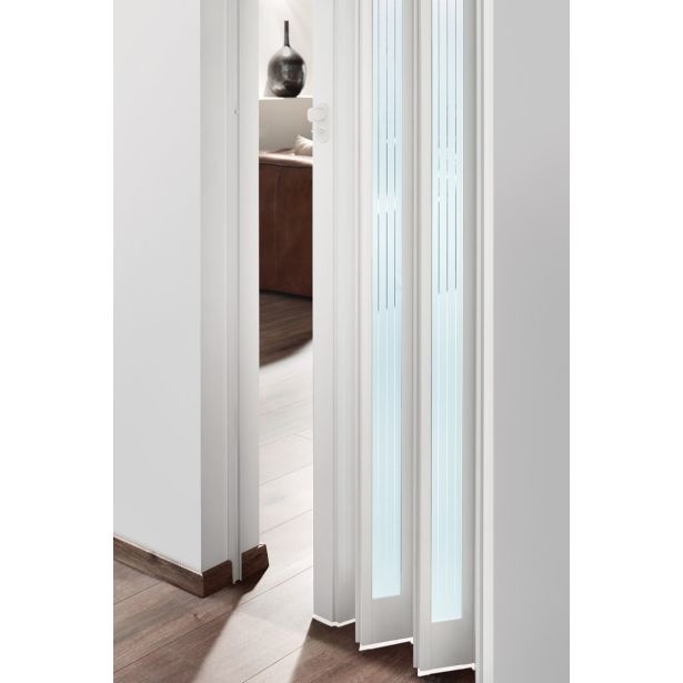 PREKLOPNA VRATA MARLEY EUROSTAR S STEKLOM LAMELA BELA/STEKLO 11.9X205 CM