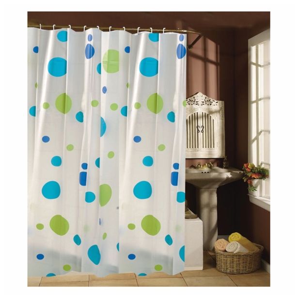 PVC KOPALNIŠKA ZAVESA MSV PVC 180X200 ZELENO MODRI KROGI