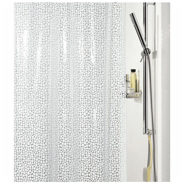 PVC KOPALNIŠKA ZAVESA SPIRELLA GALET 180X200 CM BELA