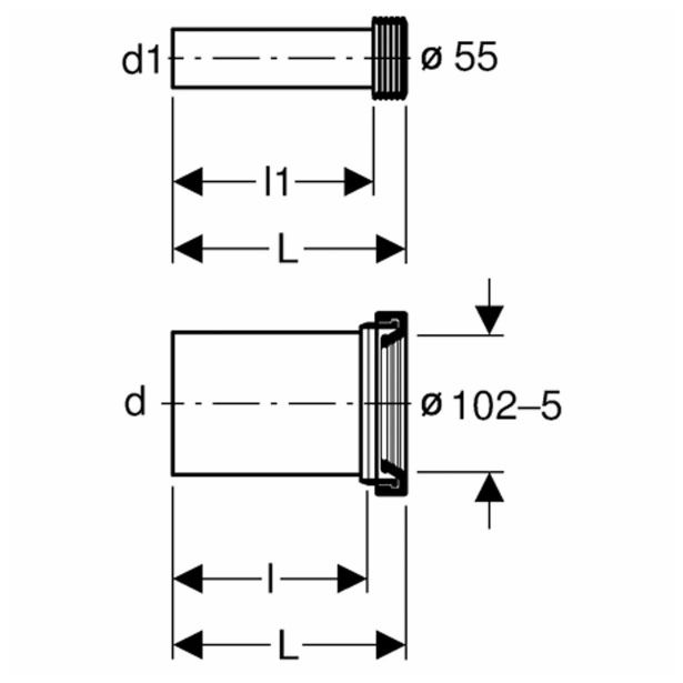 REZERVNI DEL ZA ELEMENT GEBERIT PE PRIKLJUČNA GRN ZA STENSKI WC 90 MM