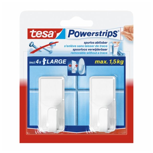 SAMOLEPILNI IZDELEK TESA POWERSTRIPS KLJUKICA KLASIK BELA 2 KOSA