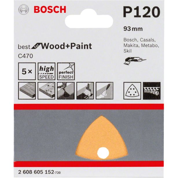 SAMOPRITRDILNI BRUSNI DISK ZA DELTA BRUSILNIKE BOSCH 93 MM K120 6 LUKENJ RUMENA BARVA ZA LES