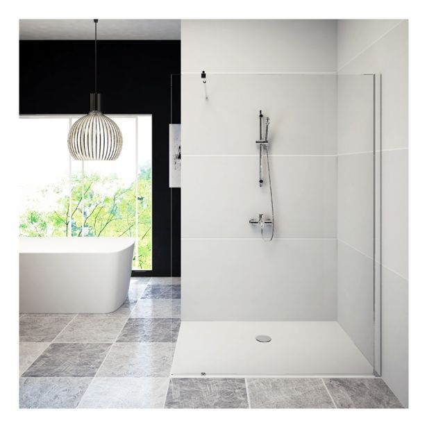 STENA KABINE ZA PRHANJE AQUAESTIL ZENITH WALL 100 H=200 SILVER PR. PROZORNO ST.