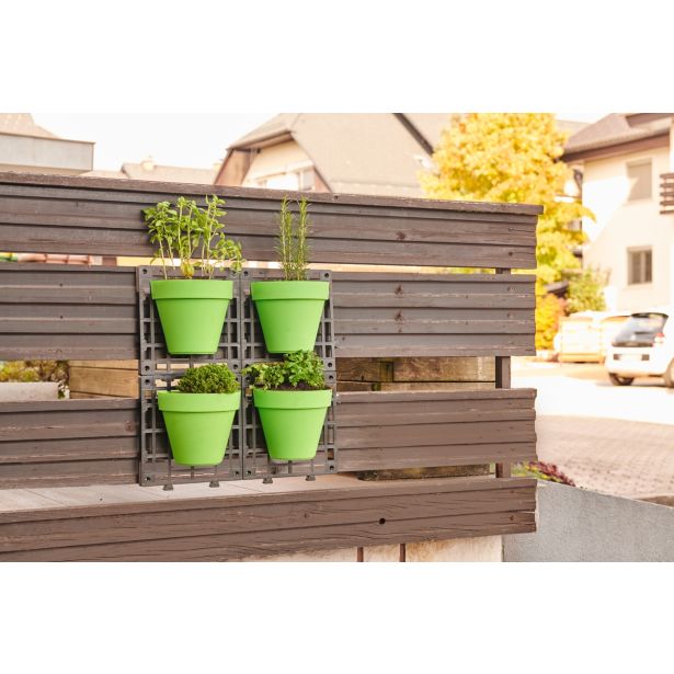 STOJALO ZA ROŽE DELIMANO GROW VRTNA STENA SIVA S 4 LONČKI 18X11X16CM