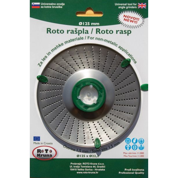 STRGALNA PLOŠČA ZA LES ROTO KRUNA ROTO RAŠPLA FI 125 MM 1.5 MM