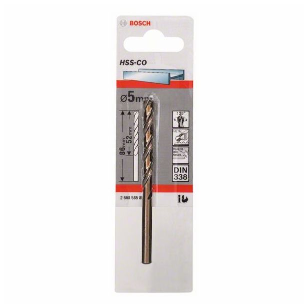 SVEDER HSS/E DIN 338 BOSCH 5.00X52/86 MM HSS-CO