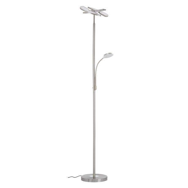 TALNA SVETILKA PRISMA FLOOR I 21W+3.5W LED MAT NIKELJ, OKROGLA