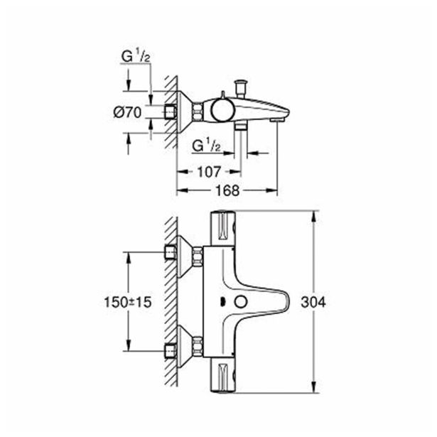 TERMOSTATSKA ARMATURA GROHE GROHTHERM 800 BREZ PRHE IN GIBL. CEVI