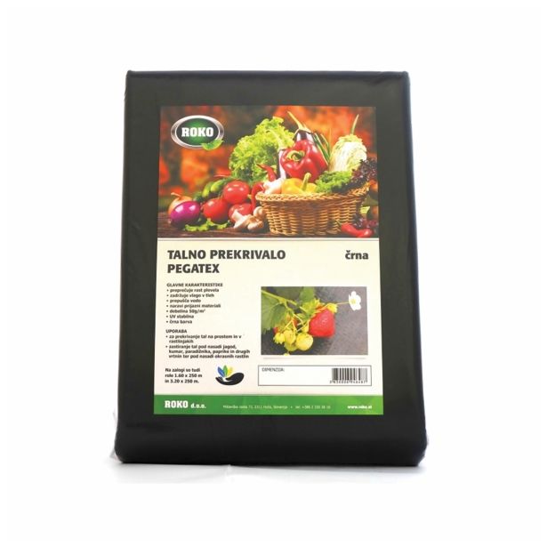 VRTNA FOLIJA ROKO POKRIVALKA 1.6X10M ČRNA, ZA JAGODE, 50G