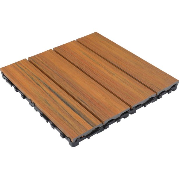 WPC DESKA ZA TERASO KLIK PLOŠČA 3D TEAK 300X300X25 MM