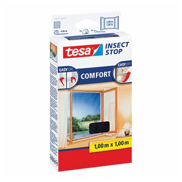 ZAŠČITA PRED INSEKTI TESA MREŽA PROTI MRČESU ZA OKNO ČRNA 1X1 M COMFORT