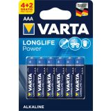 ALKALNI BATERIJSKI VLOŽEK VARTA LR03 AAA LONGLIFE POWER 4+2 GRATIS
