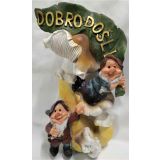 FIGURA, OKRASNA PALČKA NA GOBI S TABLO DOBRODOŠLI V 36 CM