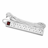 PODALJŠEK S STIKALOM EURO M 4 ŠUKO + 4 EURO VTIČNI 4M H05VV-F 3G1.5 PVC BELI