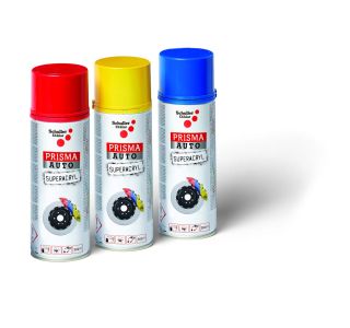 BARVNI SPREJ PRISMA AUTO SUPERACRYL 400 ML RUMENA ZA ZAVORNE ČELJUSTI 300°C