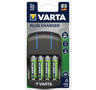 BATERIJSKI POLNILNIK VARTA PLUG CHARGER + 4X AA R2U 2100MAH
