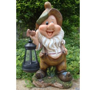 FIGURA, OKRASNA PALČEK S SOLARNO LANTERNO V RJAVEM VIŠ. 37 CM
