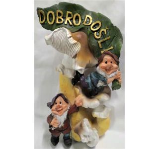 FIGURA, OKRASNA PALČKA NA GOBI S TABLO DOBRODOŠLI V 36 CM