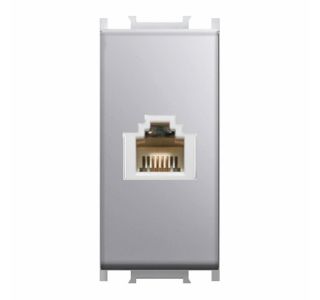 KOMUNIKACIJSKA VTIČNICA MODUL TEL KS RJ11 6/4 SREBRNA, 1M, BOK