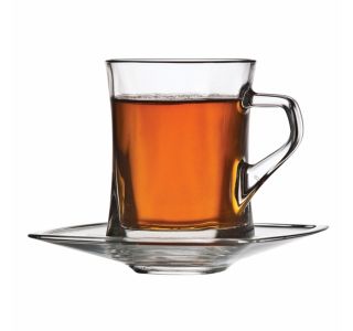 KOZAREC ZA DRUGE PIJAČE STEKLARNA HRASTNIK GEO ZA ČAJ/VINO S PODSTAVKOM 2/1