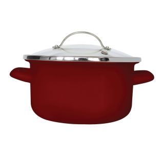 LONEC / KOZICA ENAMELIE KOZICA 2.75L 18CM VISOKA S STEKL. POKROVOM RUBINO