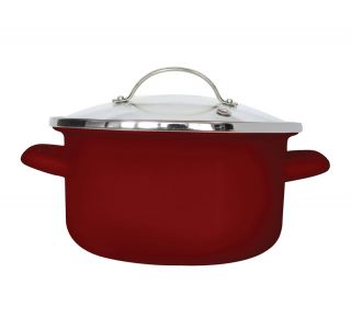 LONEC / KOZICA ENAMELIE KOZICA 6.25L 24CM VISOKA S STEKL. POKROVOM RUBINO