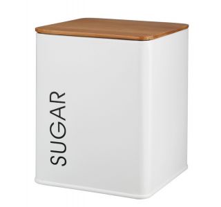 NAMENSKA DOZA GALICIJA SUGAR 11.5X11.5X14CM BELA METALNA Z BAMBUS POKROVOM