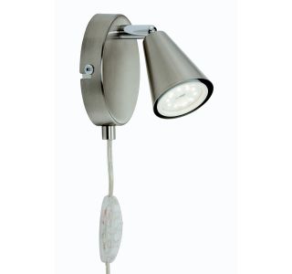 NAMIZNA SVETILKA LED SPOT 1X5W GU10 S STIKALOM, NIKEL/SATIN