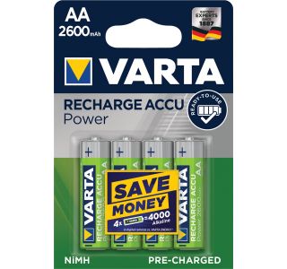 POLNILNI BATER.VLOŽEK VARTA ACCU AA/R6 R2U 2600 MAH BL/4 PREDNAPOLNJENE