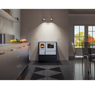 ŠTEDILNIK NA DRVA ALFA PLAM INOX 75, ČRN DESNI