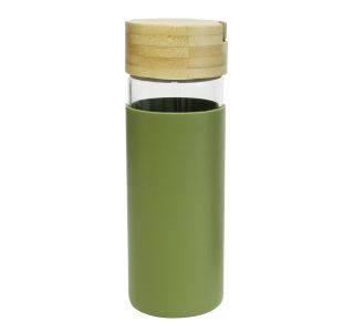 STEKLENIČKA S POKROVOM IZ BAMBUSA, 0.48L, ZELENA