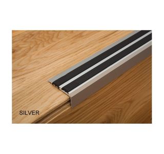 STOPNIŠČNI ALU PROFIL CEZAR 35X19MM 0.9M SREBRN Z GUMO